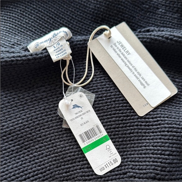 Tommy Bahama Elegant Black Knit Poncho - Picture 11 of 12